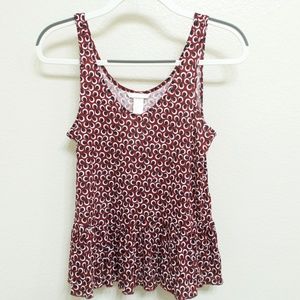 H&M Women's Maroon Casual Tank w/ Ruffle Bottom